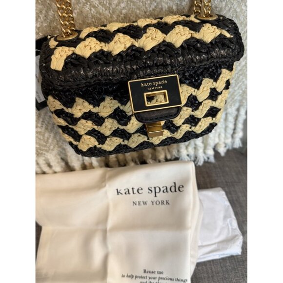 Kate Spade New York Evelyn Striped Crochet Raffia Sm Shoulder Crossbody Bag NEW - Picture 12 of 14